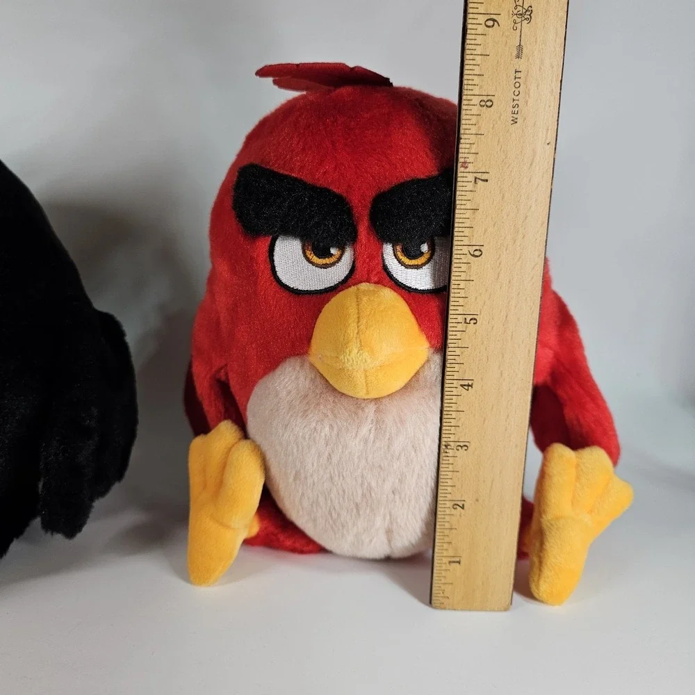 Rovio Angry Birds Black Bomb & Red Bird Stuffed Plush 2016 Tested Working Sound